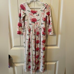 SweetHoney Floral Pink and White Leggy Romper 4T